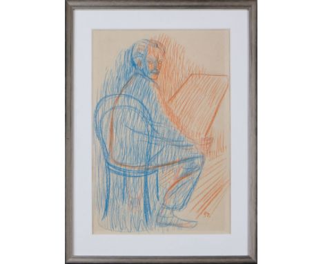 KARL KLUTH (1898 Halle - 1972 Hamburg) - Ölkreide und Bleistift auf Papier, ¨Selbstbildnis (Vorstudie zum Ölgemälde)¨ (1932),