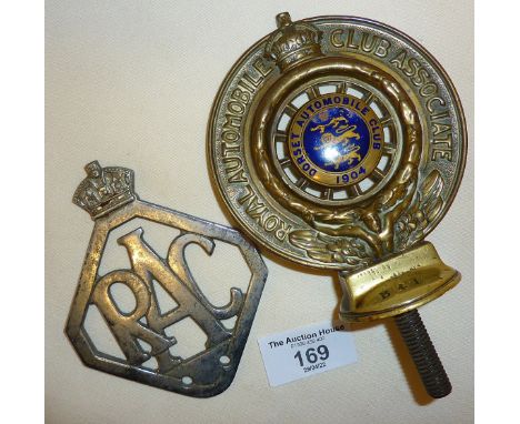 Car grille badges, The Royal Automobile Club Association badge for Dorset 1904 (some damage to enamel) and another RAC badge