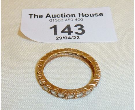 9ct gold and white stone eternity ring, approx. UK size N, and weight 1.7g