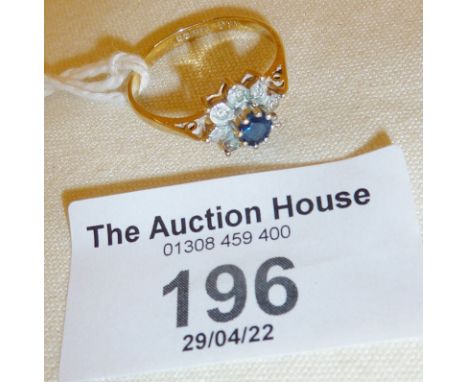 9ct gold sapphire ring, approx. UK size O-P