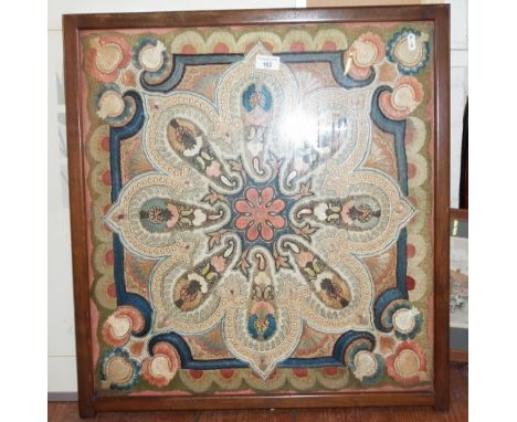 Framed Edwardian silkwork panel