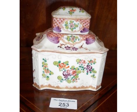 18th c. continental porcelain Armorial tea caddy (lid A/F)