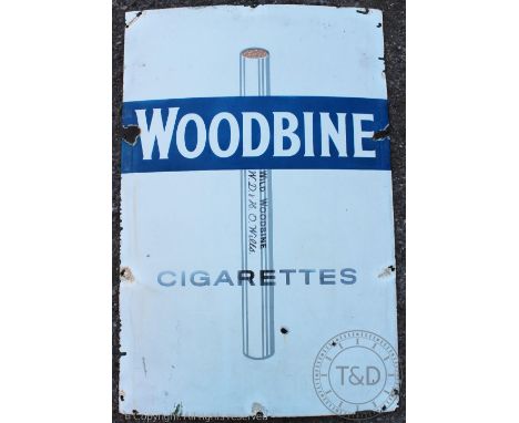 A vintage vitreous enamel Woodbine cigarettes advertising sign, 92cm x 60cm 
