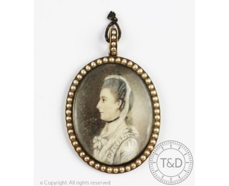 English School - late 18th century, Watercolour on ivory miniature, Portrait of Catherine Perceval (nee Compton) Countess of 