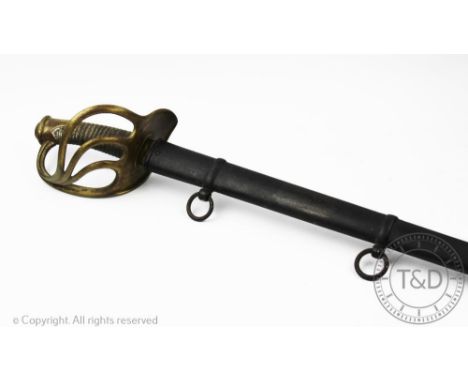A French 19th century cavalry sword, blade inscribed 'Mfture Impale du Klingenthal Septembre 1819', straight double fullered 