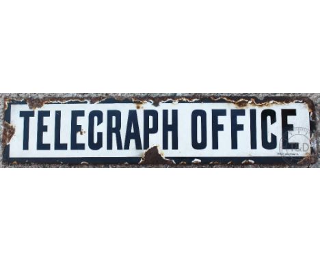 A vintage vitreous enamel 'Telegraph Office' sign, 71cm W