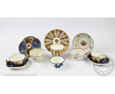 An 18th century Caughley tea bowl, decorated in blue and white depicting fruit sprigs, 7.5cm diameter, a Helena Wholfson part