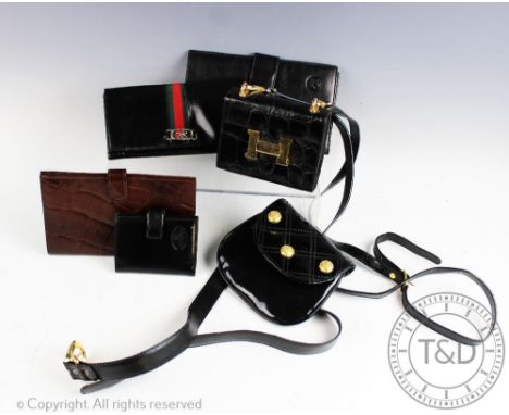 A collection of small leather ladies bags, to include an Hermes style cross body bag stamped 'Patterson', with gold coloured 