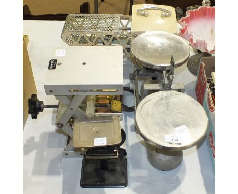A 1950's Cassella, London barograph/moisture measure in enamel frame, (painted), 35cm long, various scales etc.