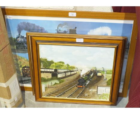 After Don Breckon, two framed coloured railway prints, a framed poster for the Pennsylvania Railroad 1846-1996, 48 x 68.5cm, 