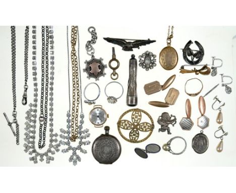 MISCELLANEOUS ANTIQUE AND VINTAGE COSTUME JEWELLERY AND WATCHES 