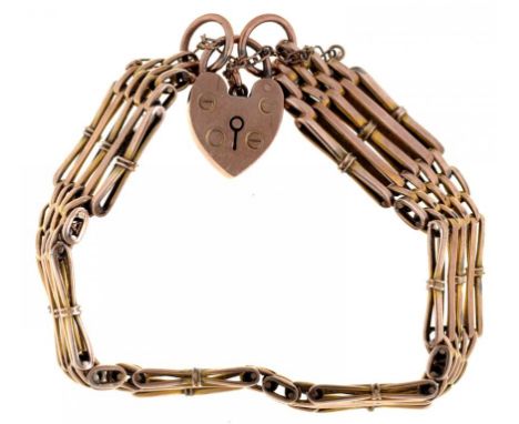 A GOLD GATE BRACELET AND PADLOCK, 23.5G