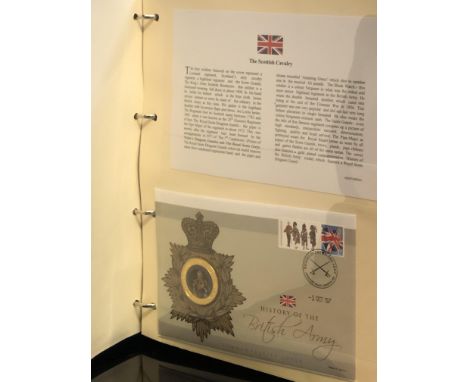 History of the British army commemorative coin & stamp cover collection - 35 pages in total 