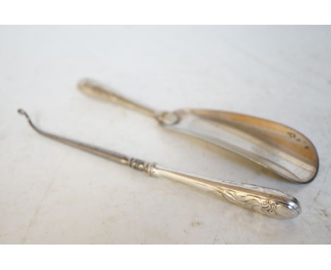2 W.M.F items art nouveau - 1 button hook & 1 shoe horn 