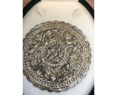 Antique Chinese straits silver buntal plate wedding bolster 19th century pillow 