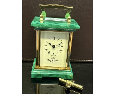 Hannington's Brighton small mantle clock with key Height 9 cm not currently ticking 