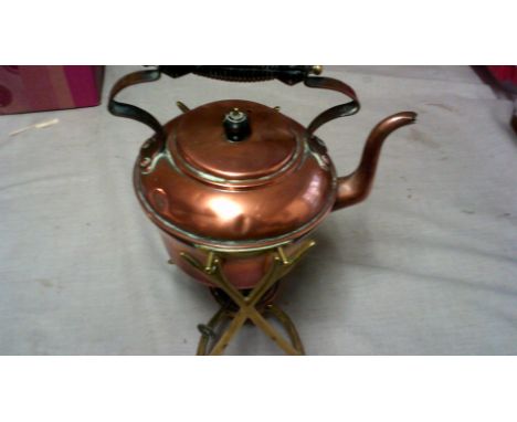 Vintage Copper kettle with warming stand -attractive piece needs cleaning