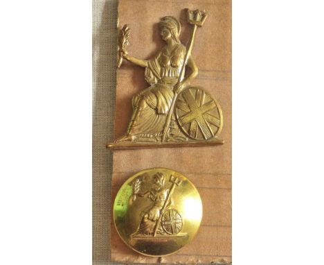 British WWI Officers Norfolk Regiment Cap badge (Brass, slider) with Norfolk Regiment button.