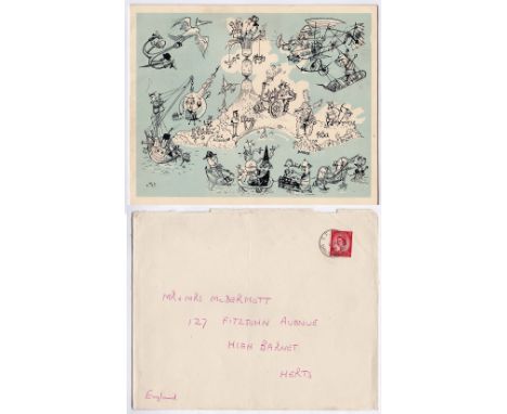 Pacific (Gilbert &amp; Ellice Islands) OP Grapple - 1956 Christmas Card  Christmas Island  B.F.P.O. 170 signed by Charles Unw