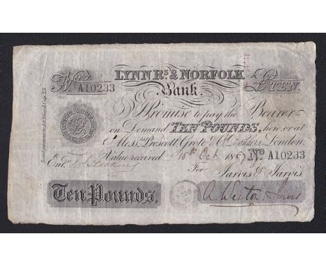 Great Britain - Lynn Regis &amp; Norfolk Bank 1887 - £10 - Fine and scarce