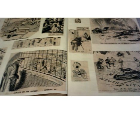 Vintage Scrapbook-WWII-Mostly cartoons of Hitler and Churchill 1941-in excellent condition