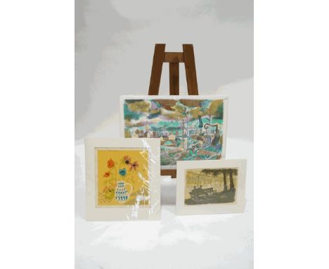 Jan Johnson 
Tennis Match 
Lithograph, 29cm x 40cm, 
Jocelyn George, 
Aneomes, 
Silkscreen print, 39cm x 35.5cm, 
signed and 