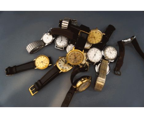 A collection of fourteen vintage gentlemen's mechanical wrist watches
