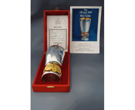 A Stuart Devlin 'Bristol 600' silver goblet, London 1973, number 73 of 600, 414g (13.3 troy ozs gross, cased and with origina