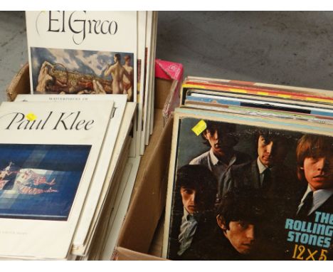 ASSORTED LP RECORDS including Rolling Stones and a quantity of Masterpieces of Art prints