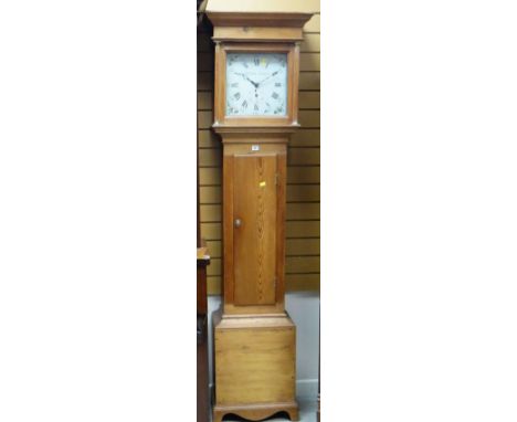 RECLAIMED PINE ENCASED LONGCASE CLOCK, painted dial, inscribed Wood of Stroud