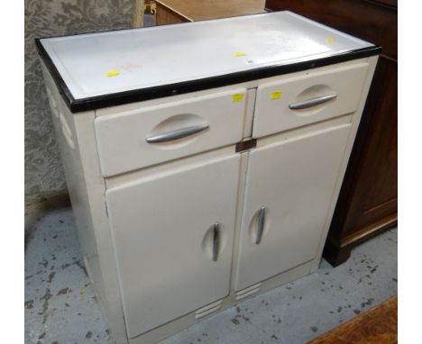 RETRO 'HOME PROUD' BRITISH MADE ENAMEL METAL KITCHEN PROVISION CUPBOARD