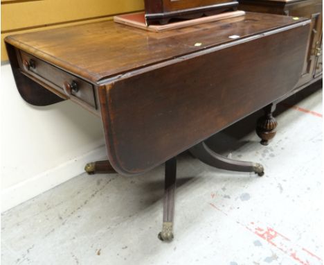 ANTIQUE DROP FLAP SOFA TABLE with drawer and spider supports