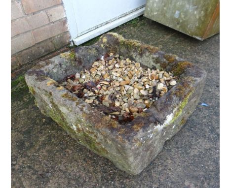 SMALL SQUARE STONE WATER TROUGH, 49 x 45cms