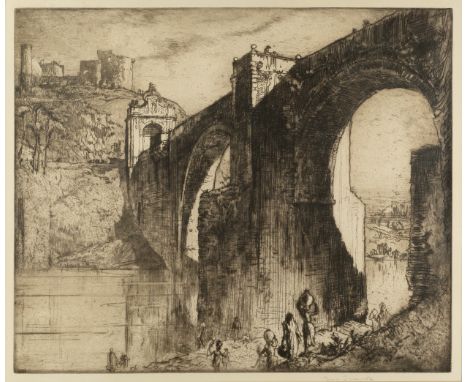 Frank Brangwyn (1867-1956)The Alcantara Bridge, Toledosigned in pencil (in the margin)etching54 x 63cm.  The mount with a few
