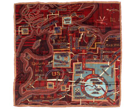 Grayson Perry (b.1960) for Arnolfini GalleryRed Carpet silk scarf90 x 90cm, in presentation box.