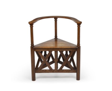 Manner of Josef Hoffman (1870-1956)Secessionist armchair, circa 1900oak76cm high, 64cm wide.  Sturdy.  Light staining on tria