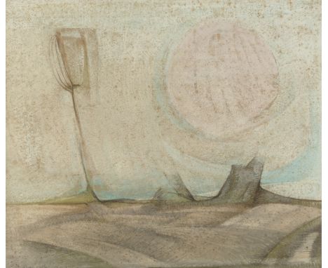 Oscar Mellor (1921-2005)Surrealist Landscape, 1960signed and dated (lower left)pastel42 x 49cm; and a limited edition print b