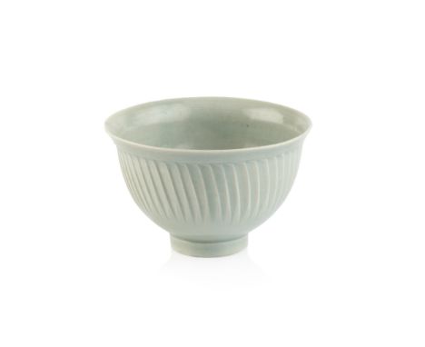 David Leach (1911-2005) at Lowerdown PotteryBowlfluted sides, pale celadon glazeimpressed potter's and pottery seals6cm high,