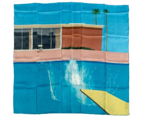 David Hockney (b.1937)A Bigger Splashsilk scarf in the original box90 x 90cm.