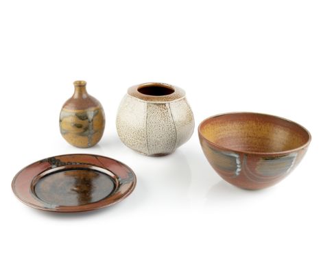 David Lloyd-Jones (1928-1994)Octagonal vasesalt-glaze and incised patternimpressed potter's seal19cm high; and three further 