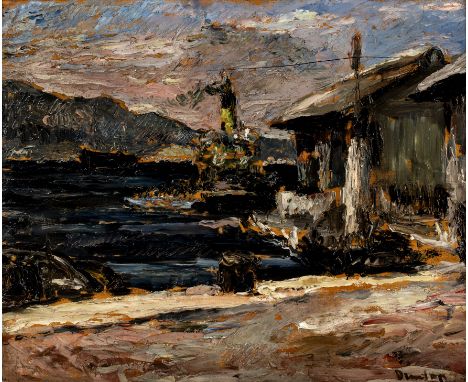 Ronald Ossory Dunlop (1894-1973)Gibraltar, 1932signed (lower right)oil on board33 x 40cm.  The board has split which is evide