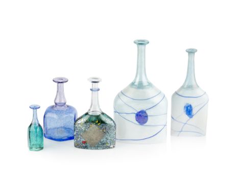 Bertil Vallien (b.1938) for Kosta BodaFive bottle vasesglasseach signed and inscribedtallest 25cm high (5).  The large pearly