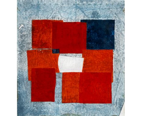 George Dannatt (1915-2009)Arrow in the Blue, 1975signed, titled, and dated (to reverse)oil and collage on board22 x 20cm.  22
