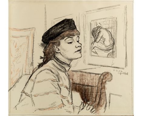 Clifford Hall (1904-1973)The New Hat, 1952signed and dated (lower right)mixed media on paper33 x 38cm. Provenance:Atkinson Ar