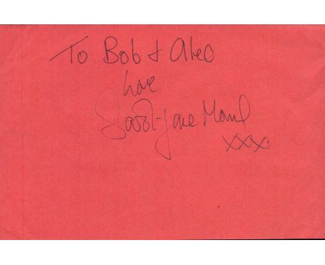 Sarah Jane Morris signed 6x4 inch dedicated album page. Sarah Jane Morris (born 21 March 1959) is an English singer of pop, j