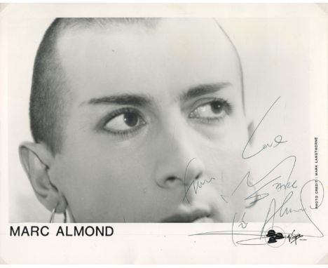 Marc Almond signed 10x8 inch black and white vintage promo photo. Music Autograph. Good condition. All autographs are genuine