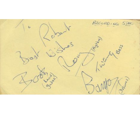 Animal Kwackers multi signed 5x3 inch album page signatures include Bongo, Rory, Twang and Boots. Music Autograph. Good condi