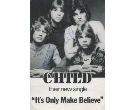 Child multi signed 6x4 inch black and white promo photo signatures include Graham Bilborough, Tim Atack, Keith Atack and Mike