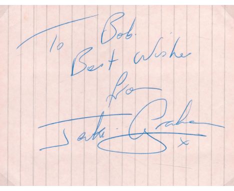 Jaki Graham signed 6x4 inch lined page. Dedicated. Music Autograph. Good condition. All autographs are genuine hand signed an