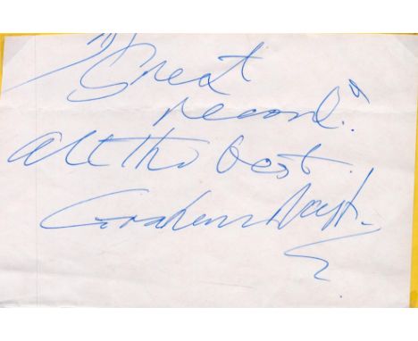 Graham Nash signed 7x5inch white page. Music Autograph. Good condition. All autographs are genuine hand signed and come with 